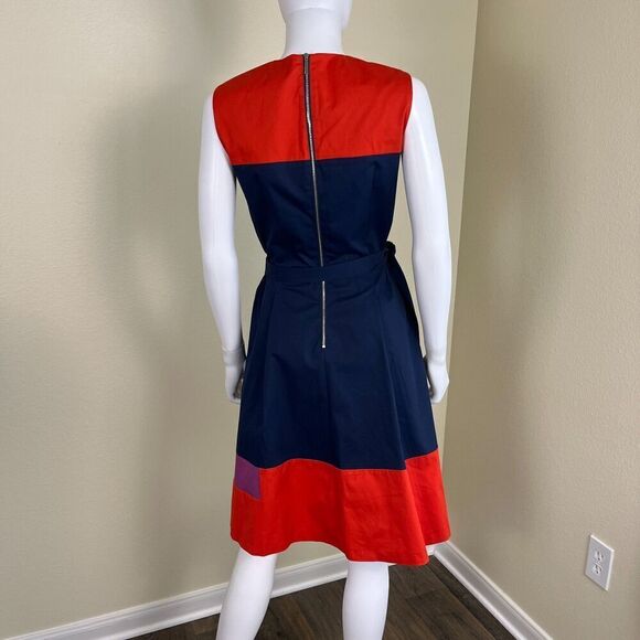 Boss Hugo Boss Hadesa Colorblocked Cotton Poplin Fit & Flare Mini Dress Modern - Picture 6 of 16